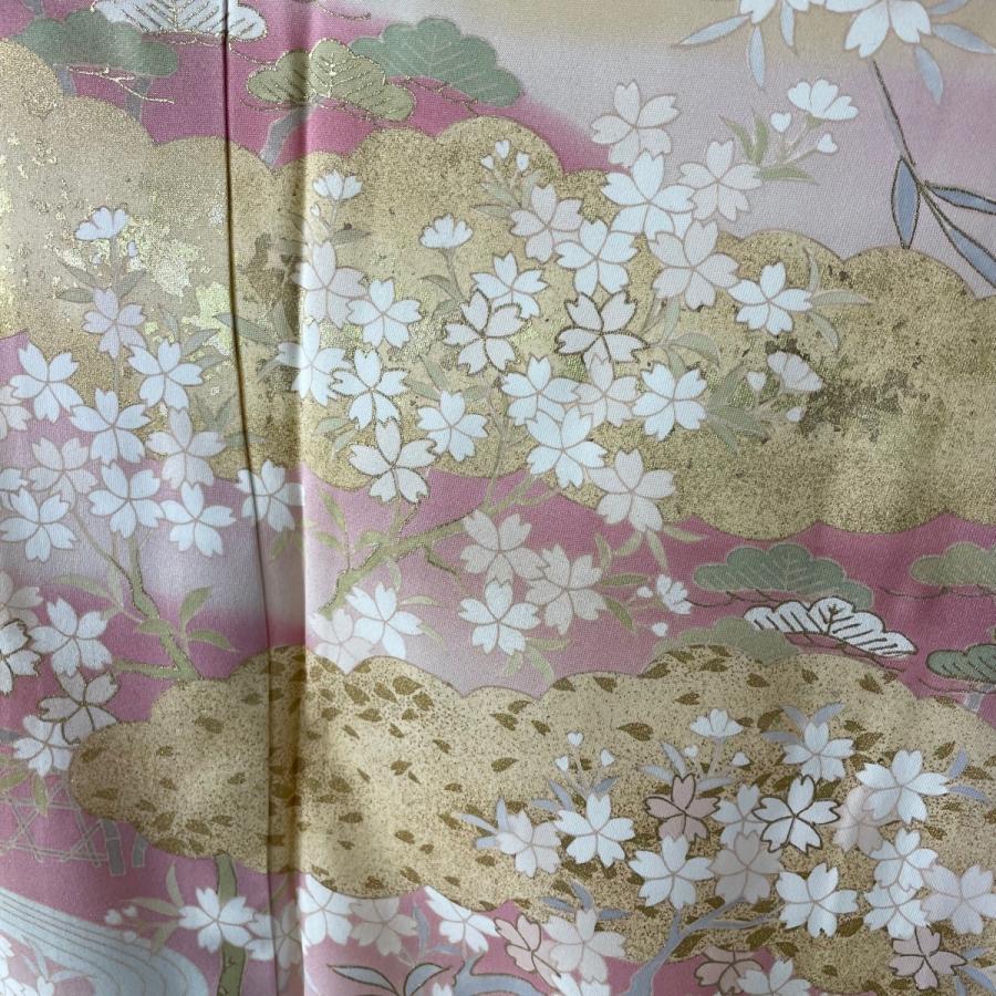 あす楽対応 Sale 訪問着 逸品 桜 雲文 金彩 ぼかし ベージュ 袷 身丈166 5cm 裄丈65cm M 正絹 Dprd Jatimprov Go Id