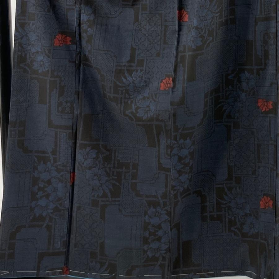 紬 優品 草花 破れ色紙 藍色 袷 162cm 64.5cm M 正絹 中古 紬 優品 草花 破れ色紙 藍色 袷 162cm 64.5cm M 正絹 中古