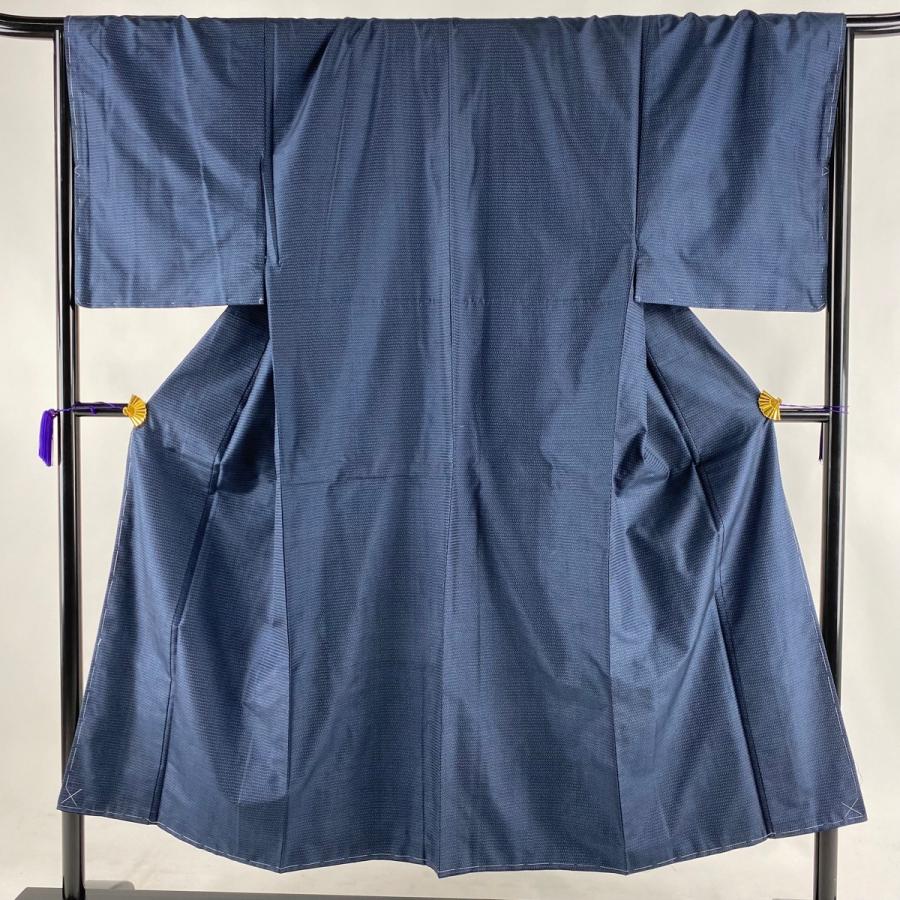 初回限定お試し価格 男着物 美品 優品 アンサンブル 紬 亀甲絣 紺色 袷 147cm 68cm M 正絹 中古