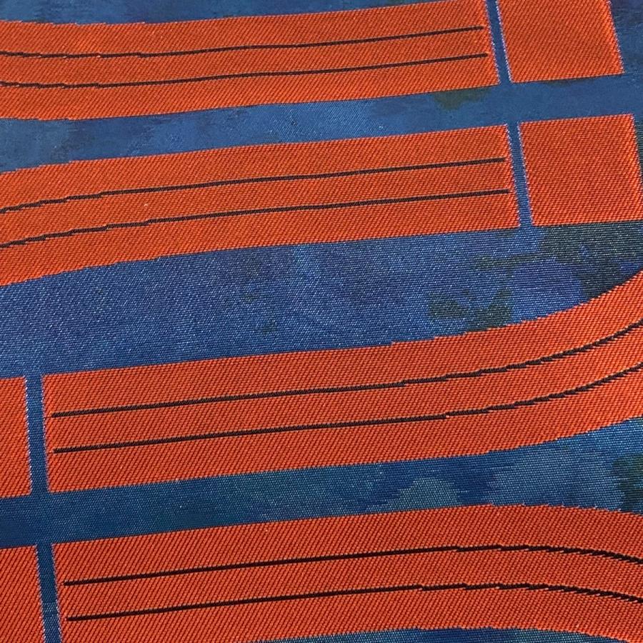 ふるさと割 名古屋帯 美品 優品 幾何学 箔 紺色 正絹 中古 Cef Ng