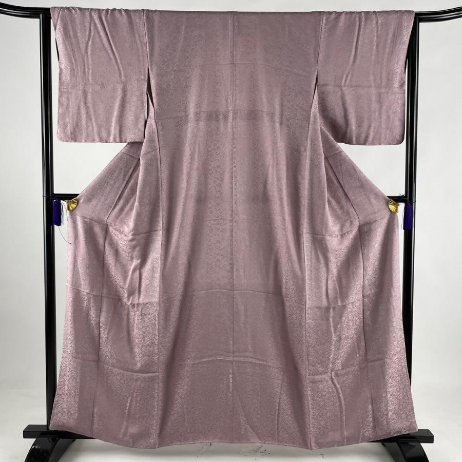 色無地 美品 秀品 地紋 紫 袷 158.5cm 65cm M 正絹 中古 最安