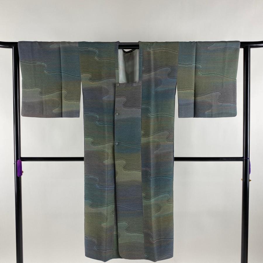 道行 美品 名品 和装コート 霞 ぼかし 正絹 M 裄丈65cm 毎日続々入荷 中古 身丈124 5cm 灰緑