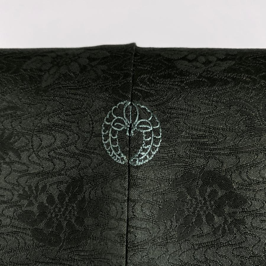 付下げ 秀品 一つ紋 草花 霞 金銀糸 刺繍 円高還元 66 5cm 袷 深緑 正絹 M 中古 158 5cm