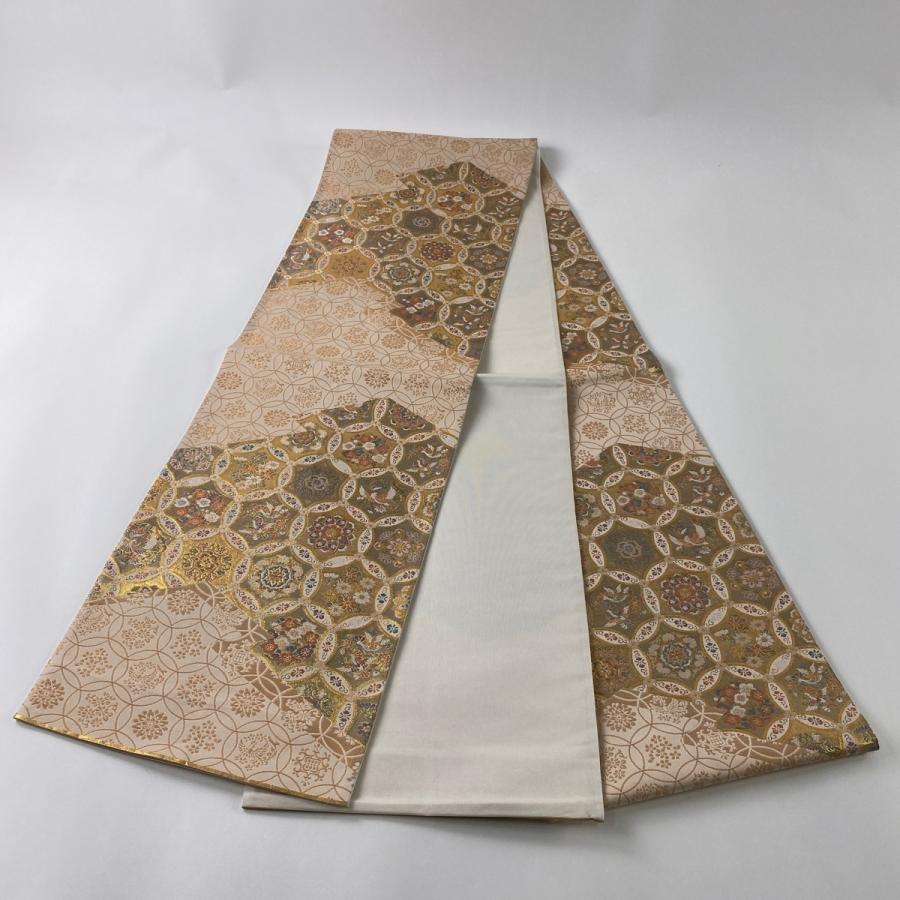 贈物 袋帯 美品 秀品 華文 花鳥 箔 金糸 薄オレンジ 六通 正絹 中古 Dprd Jatimprov Go Id