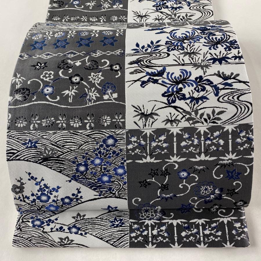 袋帯 美品 逸品 波 草花 灰白 全通 正絹 中古 sentronic.com.co 袋帯 美品 逸品 波 草花 灰白 全通 正絹 中古 sentronic.com.co
