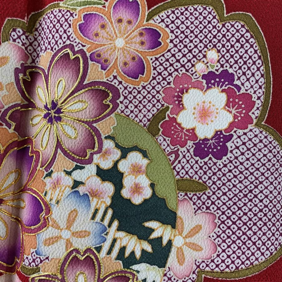ネット限定 桜 やまと 名品 美品 振袖 簪 中古 正絹 L 69cm 162 5cm 袷 赤 金糸 金彩 振袖 Adga Org