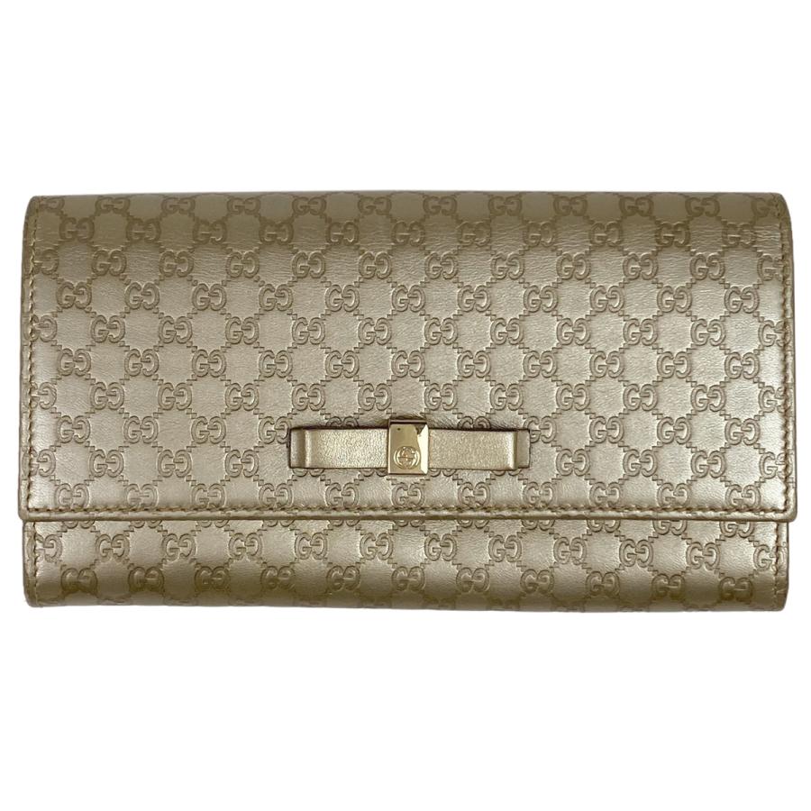 グッチ マイクログッチシマ 二つ折り コンチネンタルウォレット リボン