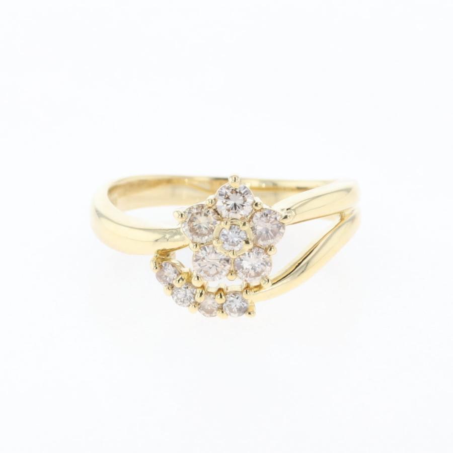 スターモチーフ デザインリング YG イエローゴールド 指輪 メレダイヤ  