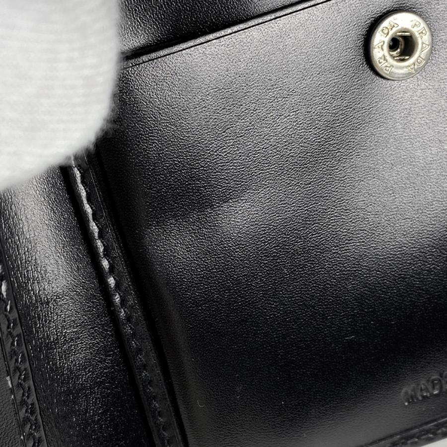 プラダ PRADA ロゴ 二つ折り 財布 レザー ネロ(ブラック) メンズ 中古  ラッピング可｜kaipre｜03