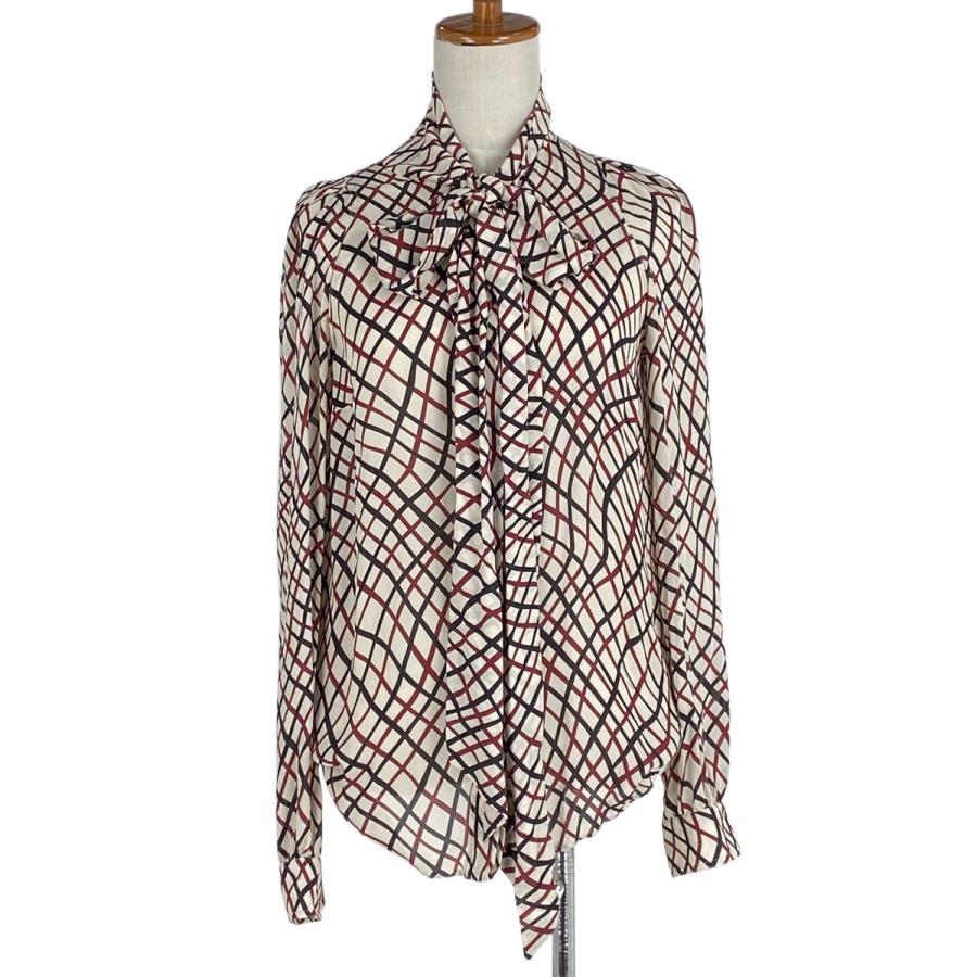 グッチ GUCCI ボウタイ ブラウス ロゴ 総柄 長袖 トップス ブラウス