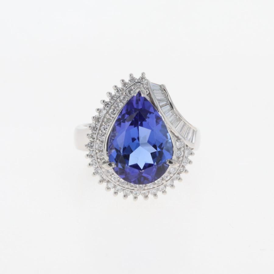 タンザナイト デザインリング プラチナ 指輪 メレダイヤ リング 8.5号  