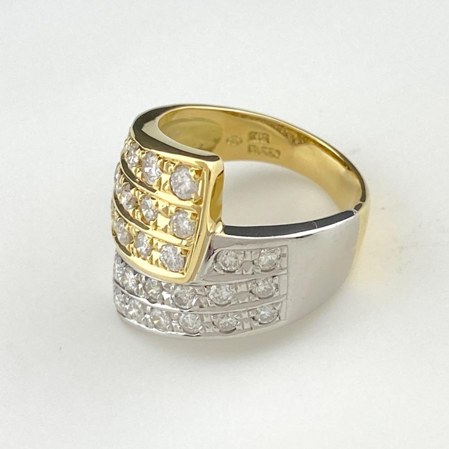 メレダイヤ デザインリング  イエローゴールド プラチナ 指輪