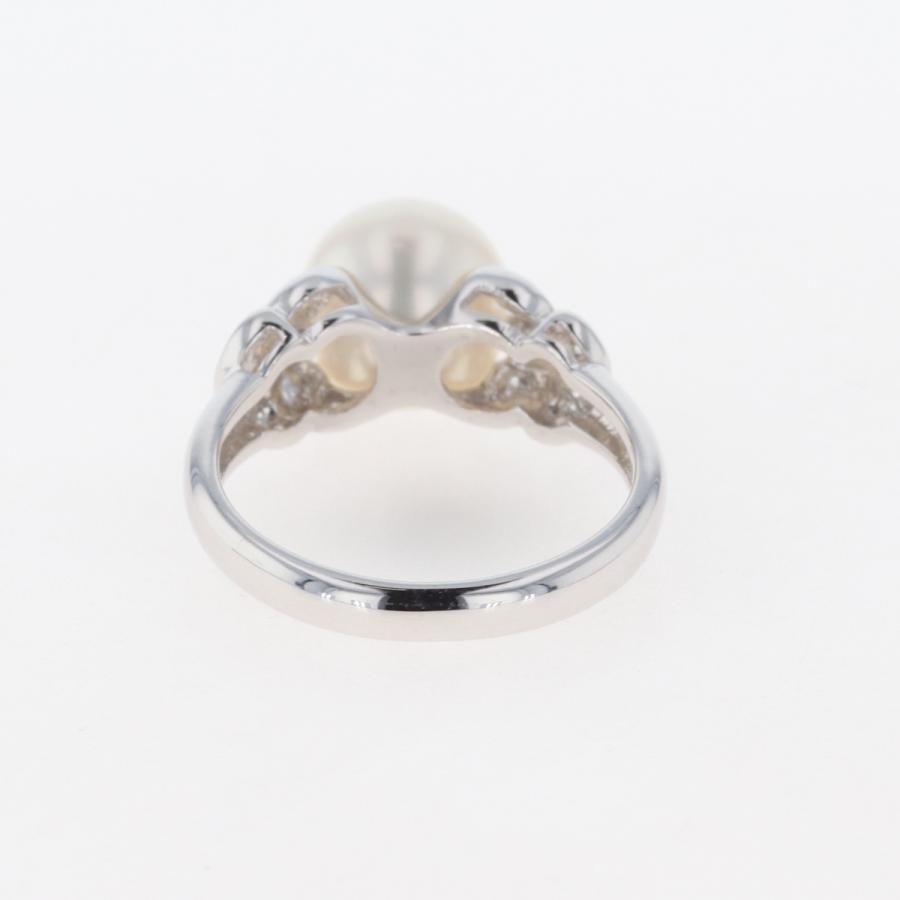 パール デザインリング プラチナ メレダイヤ 指輪 真珠 リング 12.9号 Pt900 パール ダイヤモンド レディース 中古 