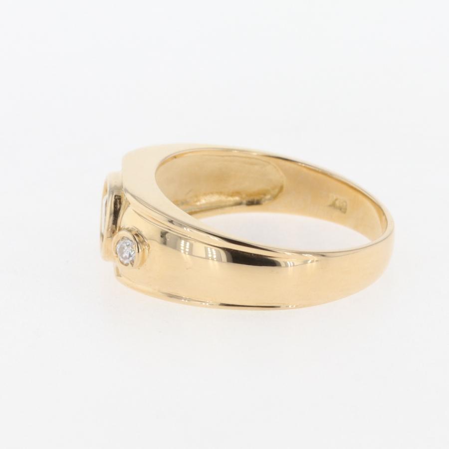 アクアマリン デザインリング K18 イエローゴールド 指輪 メレダイヤ