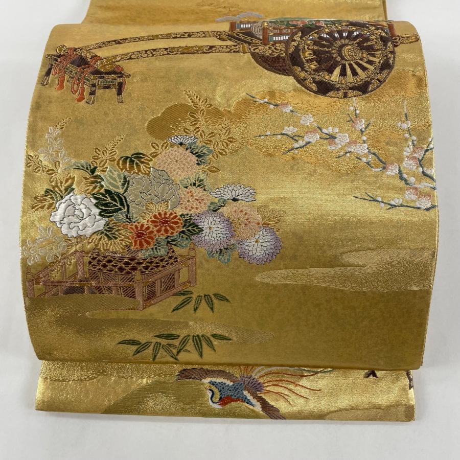 袋帯 美品 秀品 花車 鳥 金糸 箔 金色 お太鼓柄 正絹 中古 :1000050218447:リユースセレクトショップバイセル Yahoo!店 -  通販 - Yahoo!ショッピング