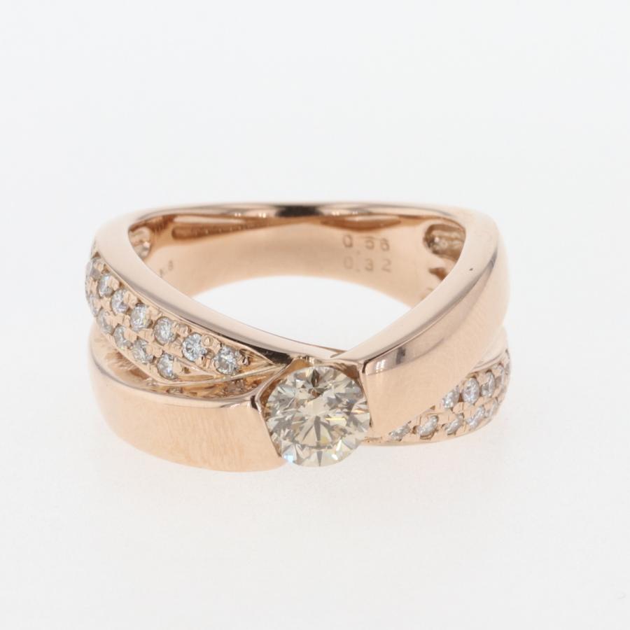 ダイヤモンド デザインリング K18 ピンクゴールド メレダイヤ 指輪
