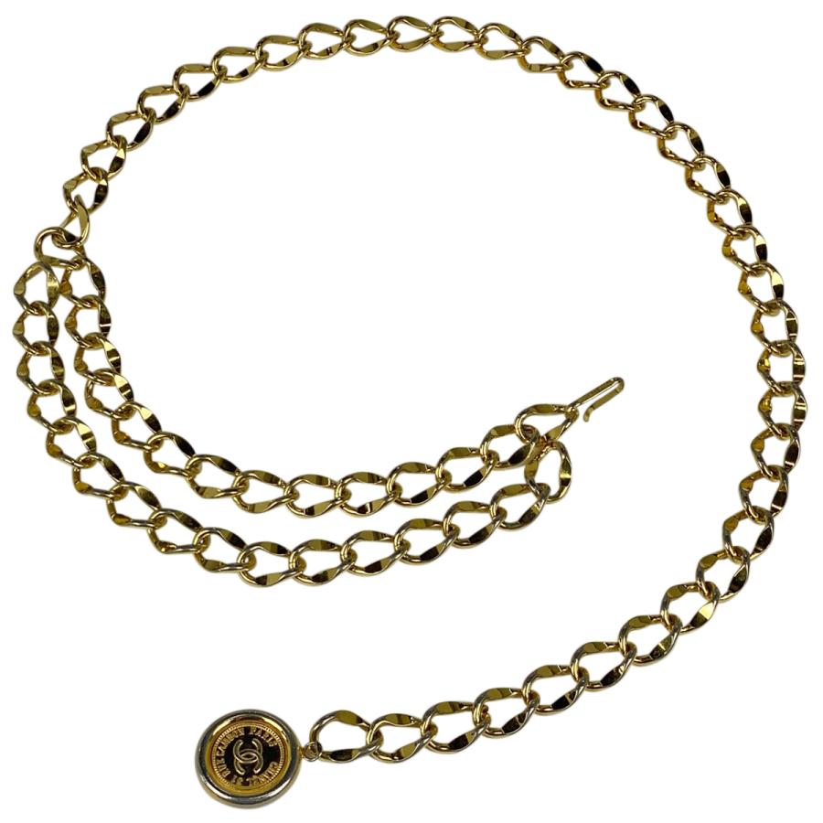 CHANEL シャネル ココマーク チェーン ベルト CC 2連 GP ゴールド 中古  