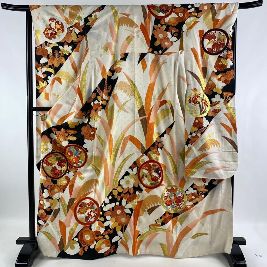 振袖 逸品 落款あり 千總 菊 薄 金糸 金彩 クリーム 袷 身丈167.5cm 裄 