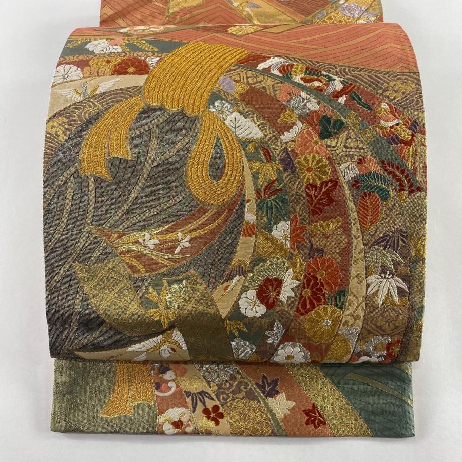 帯672 ○高級 正絹 型染 全通 袋帯 松竹梅 着物・浴衣