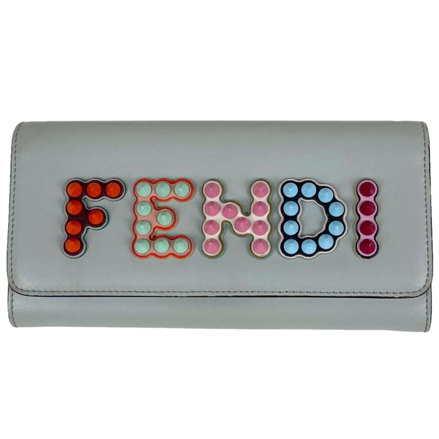 フェンディ FENDI ロゴ チェーン ウォレット スタッズ マルチ 