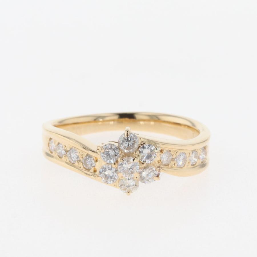 フラワーモチーフ デザインリング YG イエローゴールド プラチナ 指輪  