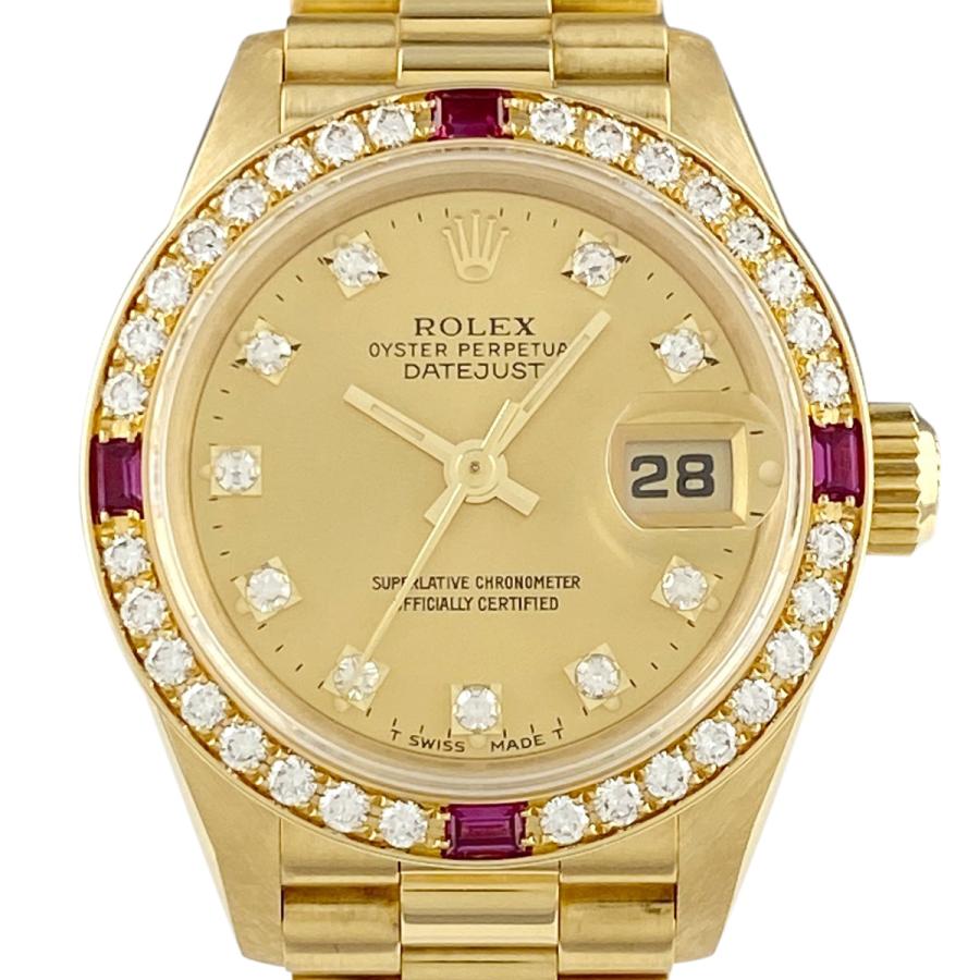 ロレックス ROLEX デイトジャスト 10Pダイヤ 4Pルビー 69068G 腕時計 