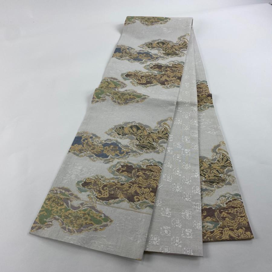袋帯 美品 逸品 となみ織物 落款あり 悠金織 雲取 花鳥 金糸 箔