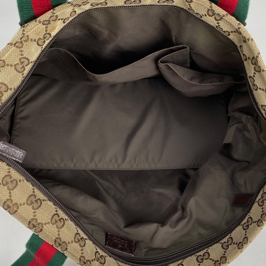 グッチ GUCCI GG柄 トートバッグ ショルダーバッグ シェリーライン ウェブ マザーバッグ GGキャンバス ブラウン 155524 レディース 中古｜kaipre｜07