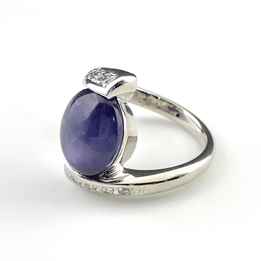 Pt900 スターサファイア ダイヤモンド リング　11号 スターサファイア デザインリング プラチナ メレダイヤ 指輪