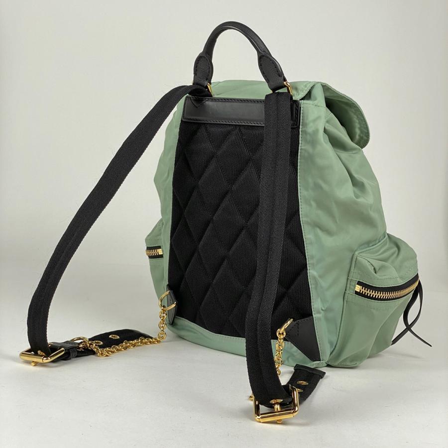 バーバリー BURBERRY ロゴ リュックサック バックパック デイパック チェーン リュック ナイロン グリーン レディース 中古｜kaipre｜02