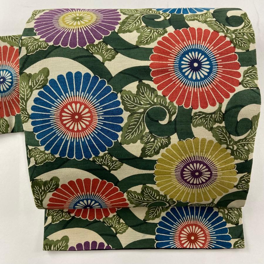 名古屋帯◇小さなドットと花唐草模様□淡い紅藤色□正絹着物◇NY5-12 