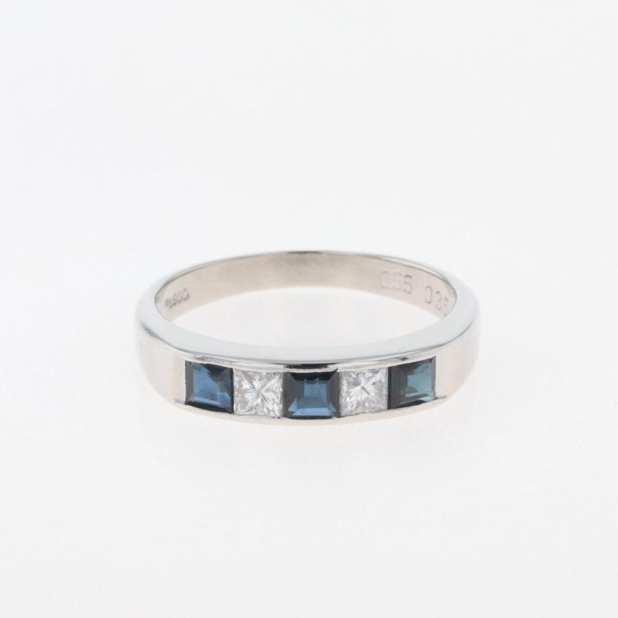 サファイア デザインリング プラチナ 指輪 メレダイヤ リング 15号  