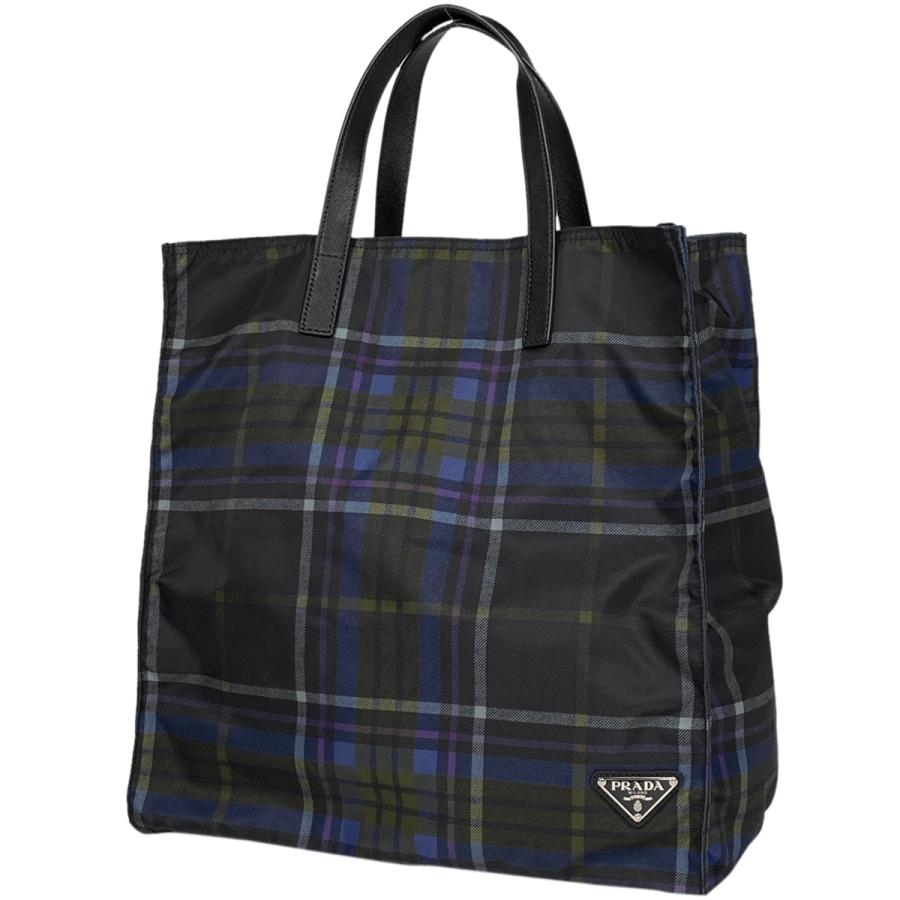PRADA プラダ ロゴプレート トートバッグ ハンドバッグ チェック PRADA プラダ ロゴプレート トートバッグ ハンドバッグ チェック