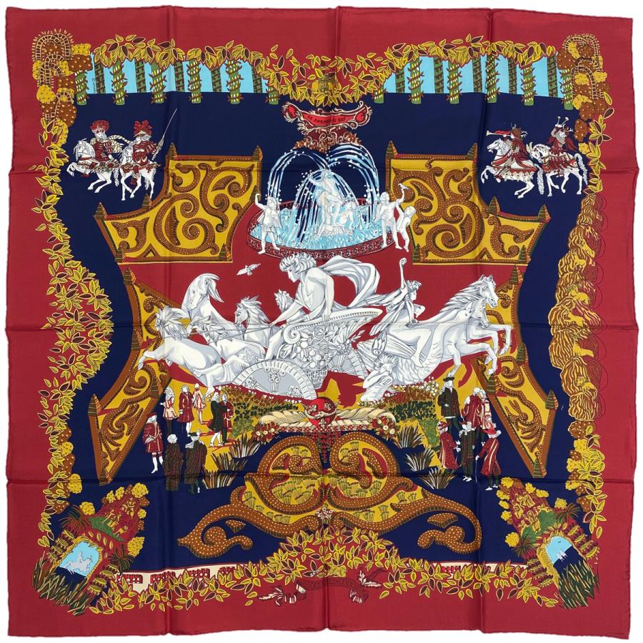 HERMES カレ90 シルク LES TUILERIES チュイルリー公園 馬