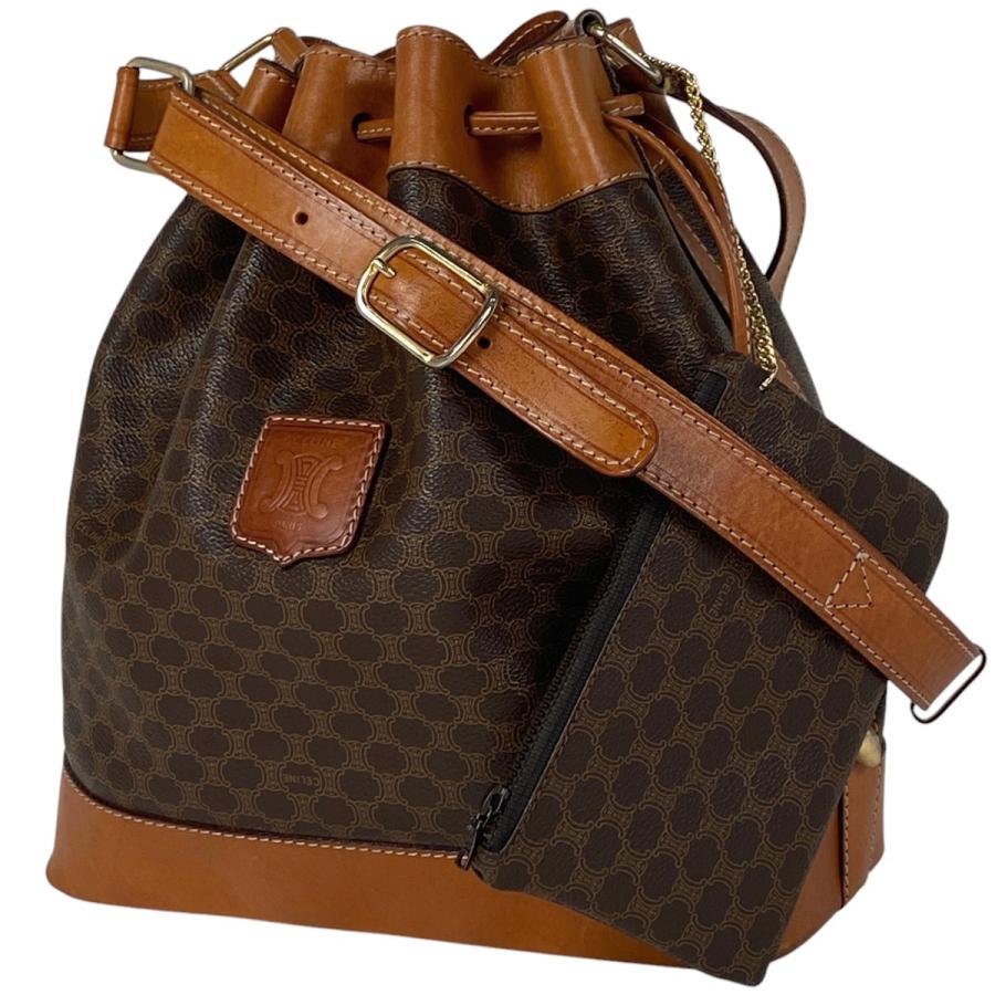 CELINE セリーヌ マカダム柄 ショルダーバッグ 巾着型 コーティング  