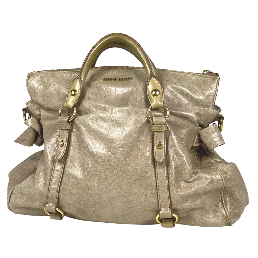 ミュウミュウ ショルダーバッグ/トートバッグレザーベージュ 2way