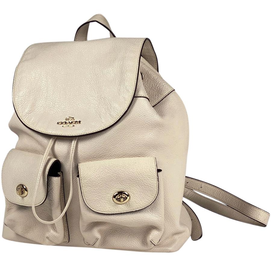 【新品、未使用品❗️】◆COACH◆本革大容量リュックサック／F37410／白 COACH（コーチ） ロゴ リュックサック バックパック デイパック