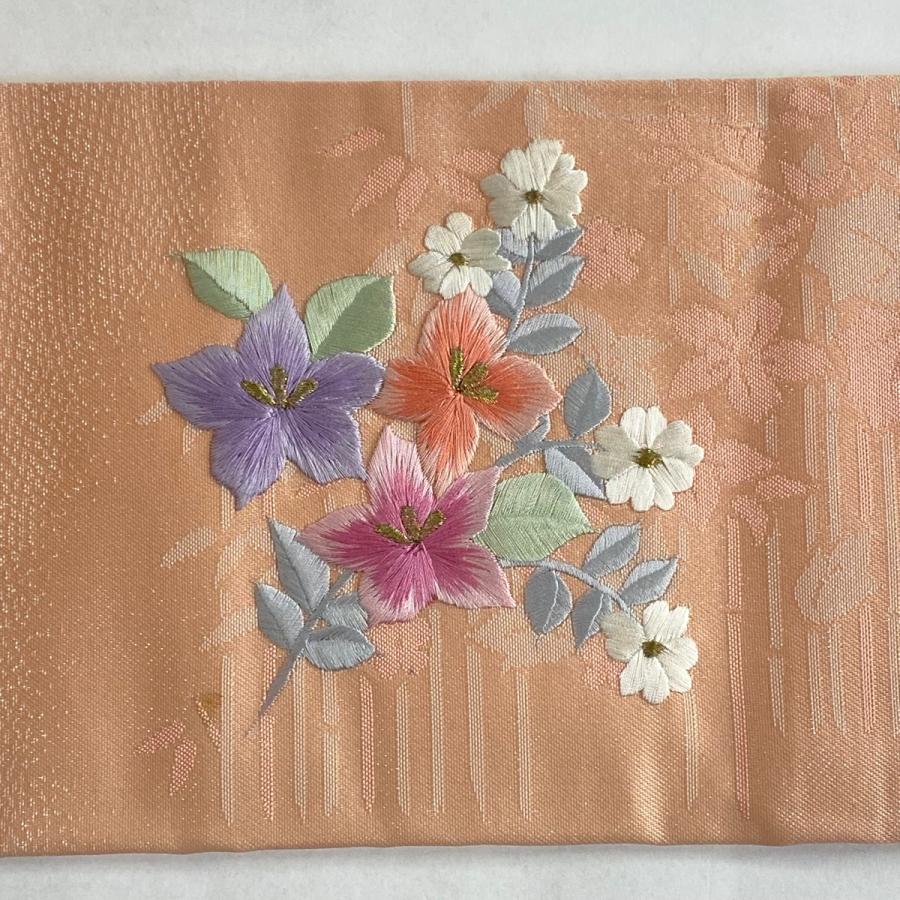 名古屋帯 優品 草花 刺繍 金糸 ピンク 正絹 中古｜kaipre｜03