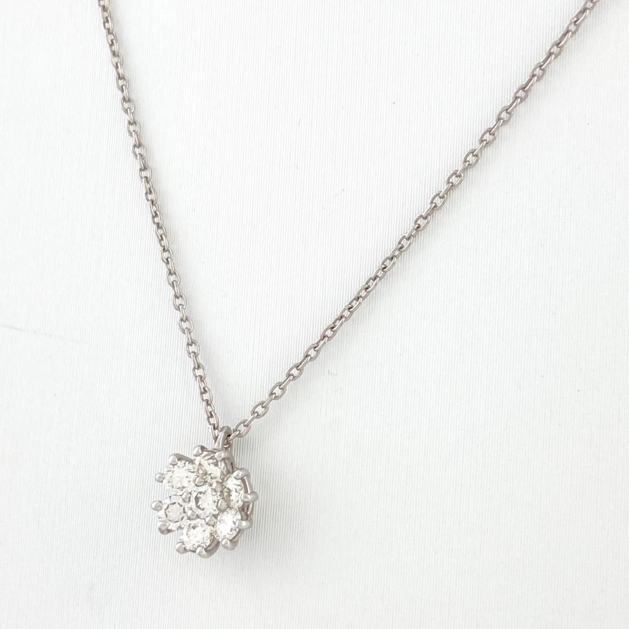 フラワーモチーフ デザインネックレス プラチナ ペンダント メレダイヤ  