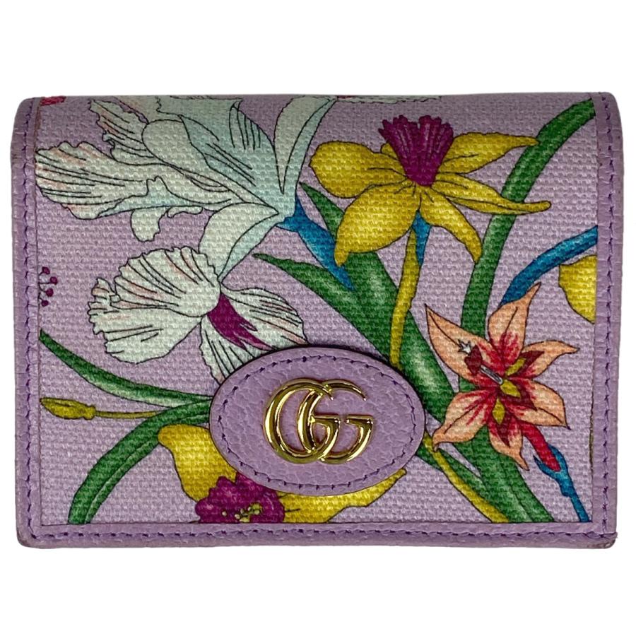 グッチ GUCCI GGマーモント フローラ 二つ折り財布 花柄 ダブルG  