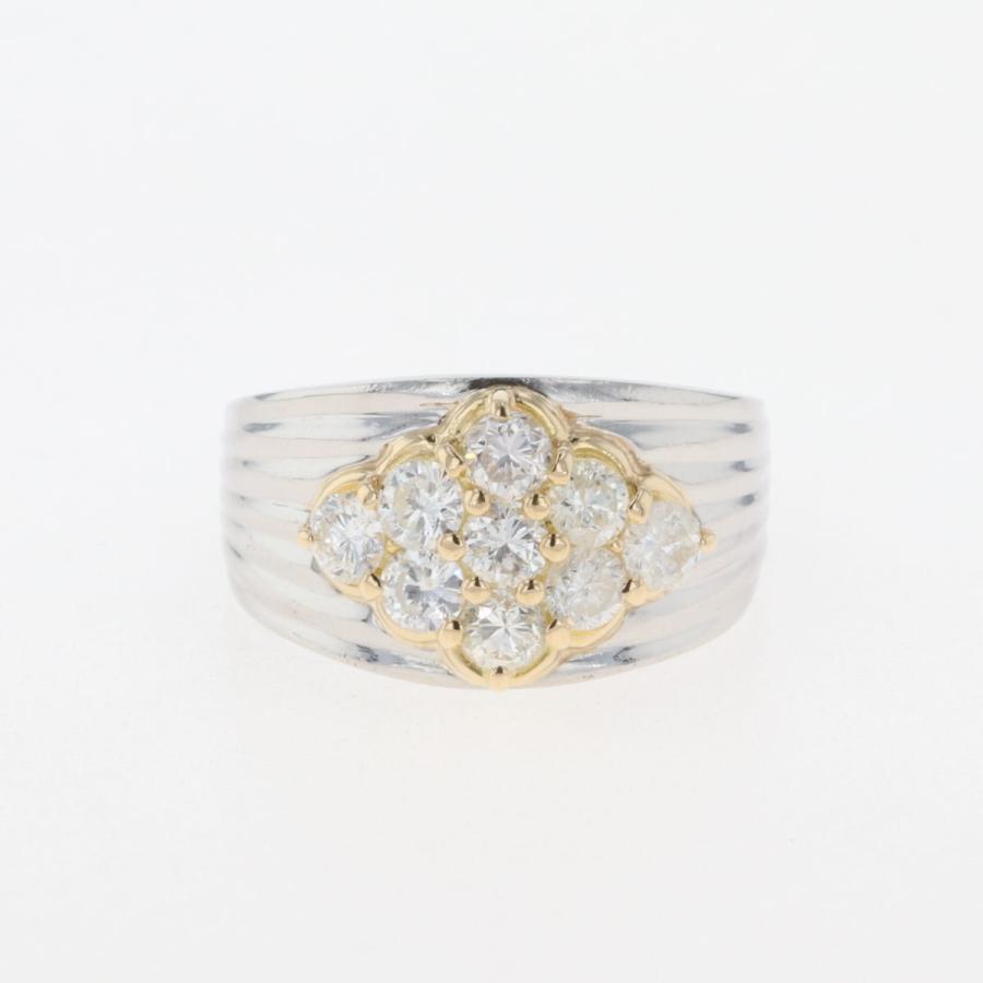 メレダイヤ デザインリング プラチナ YG イエローゴールド 指輪 リング  