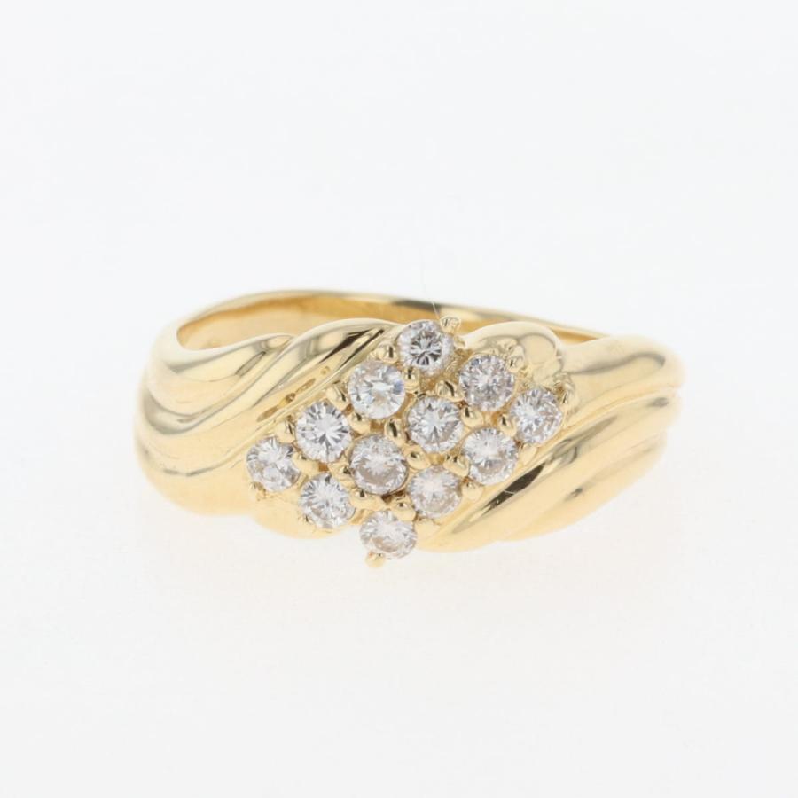 メレダイヤ デザインリング YG イエローゴールド 指輪 リング 11号 K18  