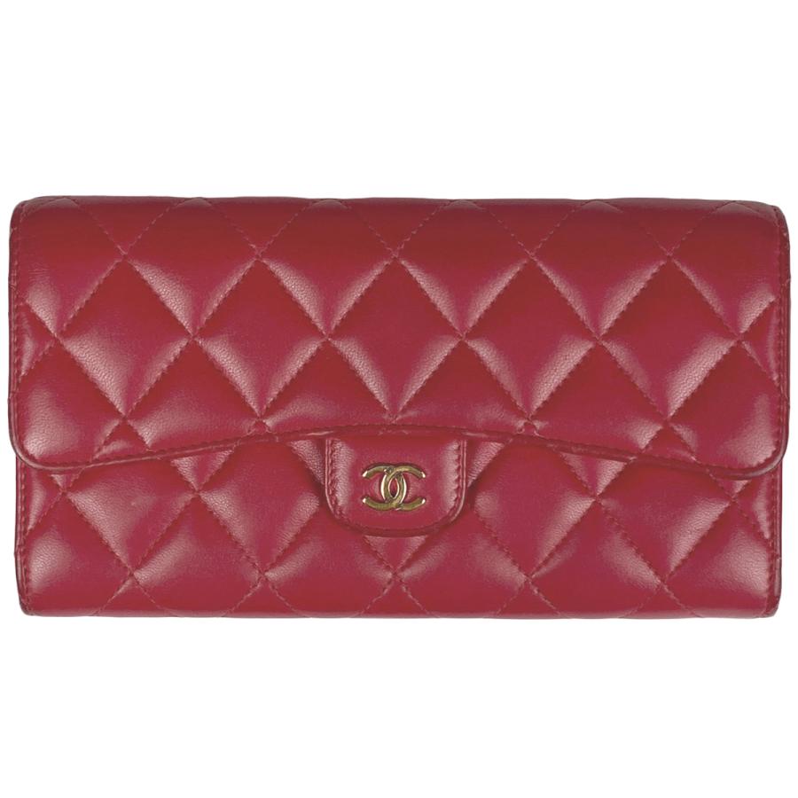 シャネルCHANEL マトラッセココマーク赤長財布
