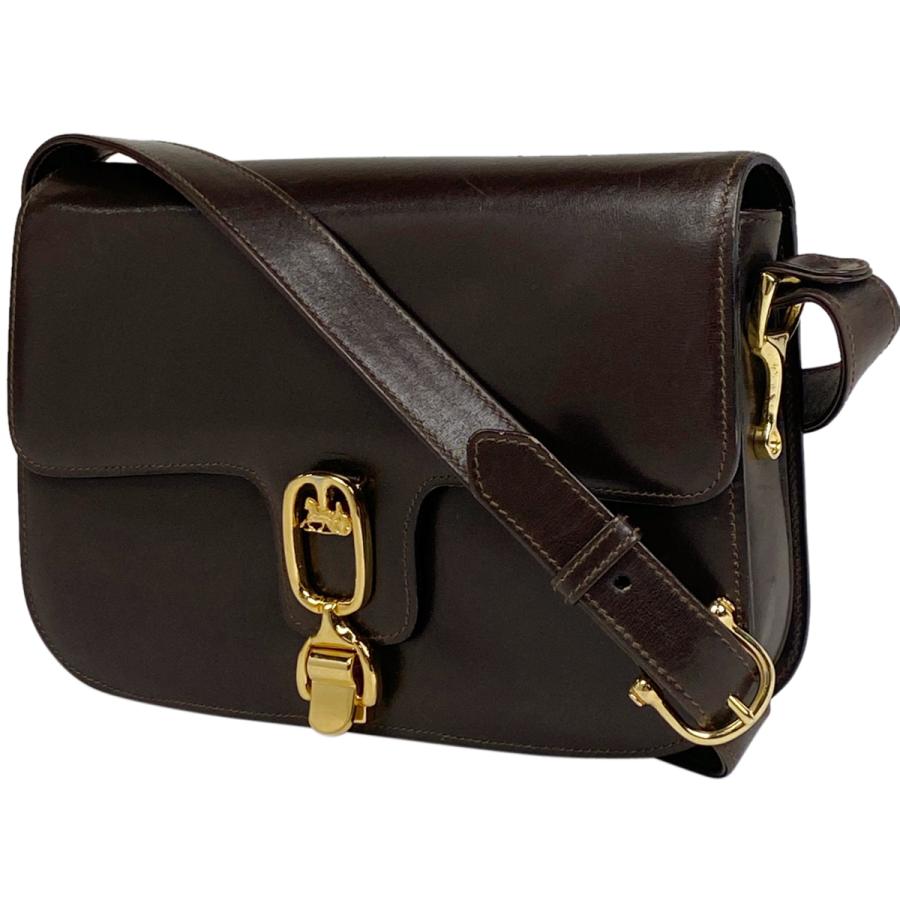 CELINE セリーヌ 馬車金具 ショルダーバッグ レザー ブラウン  