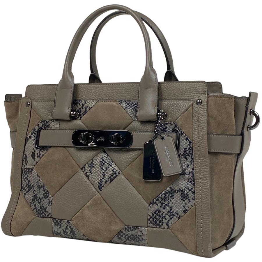 コーチ COACH ロゴ ハンドバッグ ショルダーバッグ 型押し レザー 