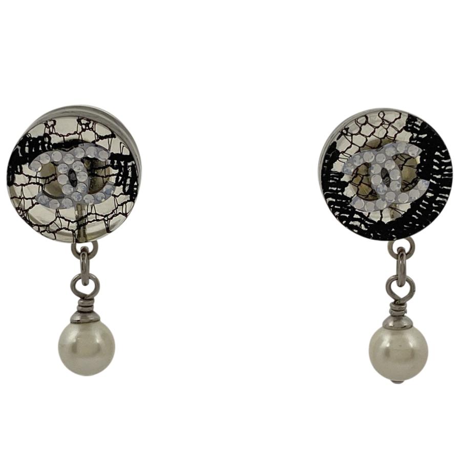 シャネル CHANEL ココマーク フェイクパール ピアス スイング 
