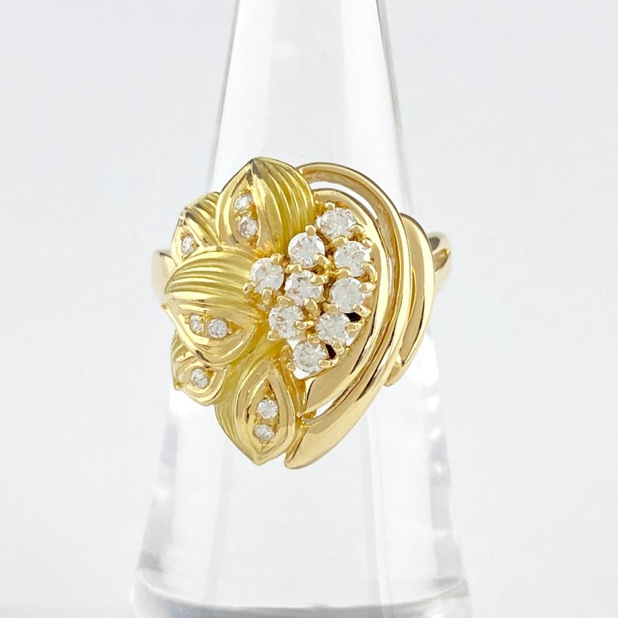 メレダイヤ デザインリング YG イエローゴールド 指輪 リング 13.5号  