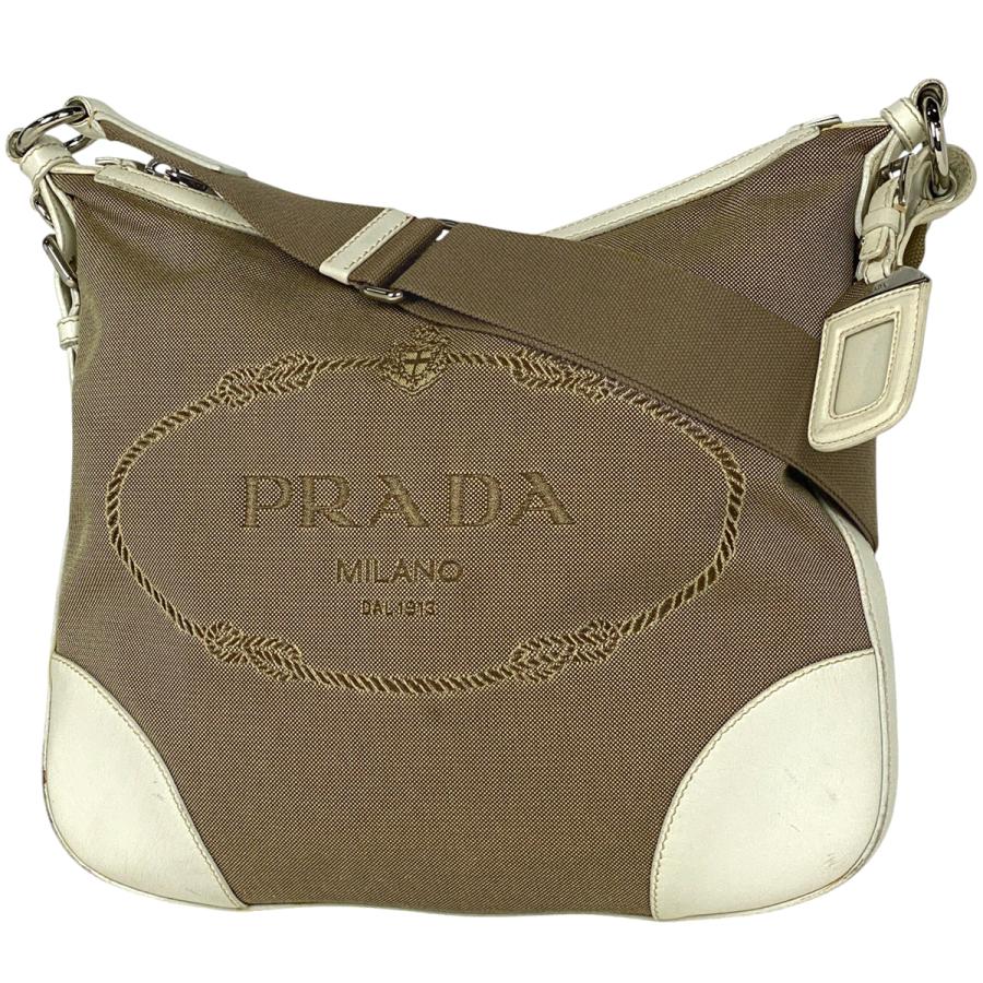 PRADA プラダ ロゴ ジャガード ショルダーバッグ 斜め掛け キャンバス  