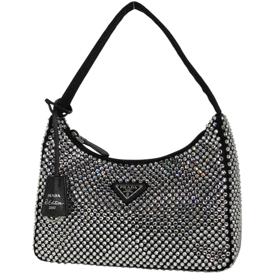 PRADA プラダ ロゴプレート ハンドバッグ Re-Edition 2000 クリスタル 