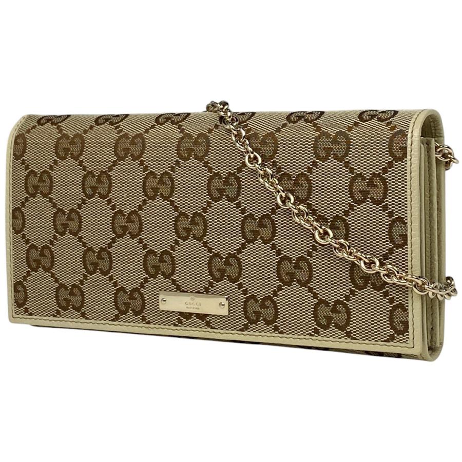 GUCCI グッチ GG柄 二つ折り 長財布 チェーンウォレット シグネチャー  